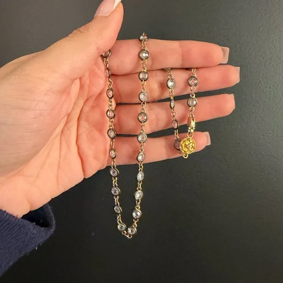 Freida Rothman Faceted Stones Warp Chain Necklace